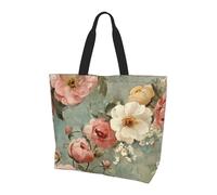 BLWSLC Bolsa de mano con estampado de mariposas y enjambre, bolsa de mano de gran capacidad para viajes, compras y vacaciones en la playa, Flores del pasado, Talla única