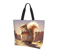 BLWSLC Bolsa de mano estampada con entrelazado lineal, bolsa de mano de gran capacidad para viajes, compras y vacaciones en la playa, Ardilla del desierto, One Size