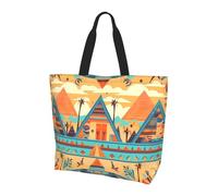 BLWSLC Bolsa de mano estampada con granos de café, bolsa de mano de gran capacidad para viajes, compras y vacaciones en la playa, Arquitectura triangular circular, Talla única