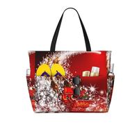 BLWSLC Bolsa de playa con estampado mágico navideño, ligera, plegable, adecuada para empacar viajes y uso en el gimnasio