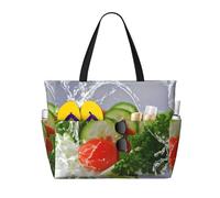 BLWSLC Bolsa de playa impresa para fotografía de alimentos, ligera, plegable, adecuada para empacar viajes y uso en el gimnasio