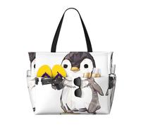 BLWSLC Bolsa de viaje con estampado de pingüinos de dibujos animados, organizador de gran capacidad, adecuado para vacaciones y viajes.