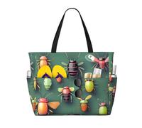 BLWSLC Bolsa de viaje de playa de gran capacidad con estampado Atlas de insectos, adecuada para vacaciones, camping y uso diario.