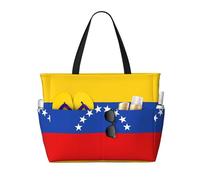 BLWSLC Bolsa de viaje de playa de gran capacidad con estampado de bandera de Venezuela, adecuada para vacaciones, camping y uso diario.