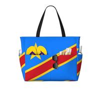 BLWSLC Bolsa de viaje de playa de gran capacidad con estampado de bandera del Congo, adecuada para vacaciones, camping y uso diario.