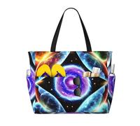 BLWSLC Bolsa de viaje de playa de gran capacidad con estampado de estrellas cósmicas, adecuada para vacaciones, camping y uso diario.