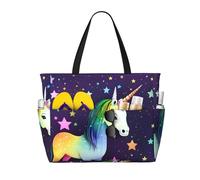 BLWSLC Bolsa de viaje de playa de gran capacidad con estampado de estrellas de un caballo, adecuada para vacaciones, camping y uso diario.