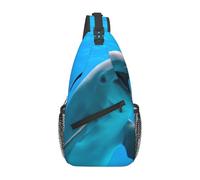 BLWSLC Bolso cruzado con estampado de delfín feliz para hombre, mochila casual de un solo hombro, correa de hombro ajustable, adecuada para correr y hacer senderismo