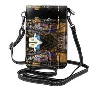 BLWSLC Bolso cruzado de cuero estampado con vista nocturna de Las Vegas, funda con solapa, adecuada para viajes, senderismo, camping o uso diario.