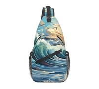 BLWSLC Bolso cruzado de un solo hombro para hombre, estampado de gaviotas, correa de hombro gruesa, adecuada para salidas diarias