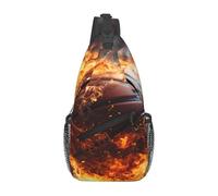BLWSLC Bolso cruzado de viaje con estampado de llamas de baloncesto en el fuego y el agua, bolsa de hombro para hombre, diseño de cremallera, adecuado para correr y hacer ejercicio
