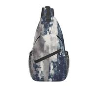 BLWSLC Bolso cruzado para hombre con estampado abstracto azul casual, mochila de un solo hombro, correa de hombro ajustable, adecuada para correr y senderismo