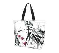 BLWSLC Bolso de hombro con estampado de huellas de oso, organizador reutilizable, adecuado para viajes, gimnasio y yoga., Flor de cerezo de bambú, Talla única