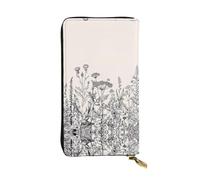 BLWSLC Bolso largo con grabado botánico de hierbas florales, cartera con cremallera, tarjetero, bolsa de almacenamiento portátil de monedas de viaje, adecuada para viajes y uso diario