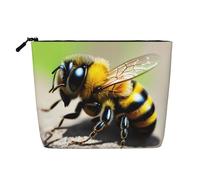BLWSLC Bonita bolsa de cosméticos de una sola capa con estampado de abeja pequeña, bolsa de almacenamiento, adecuada para el almacenamiento diario, imprescindible para viajes de negocios.