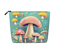 BLWSLC Bonita bolsa de cosméticos de una sola capa impresa con hongos, bolsa de almacenamiento, adecuada para el almacenamiento diario, imprescindible para viajes de negocios.