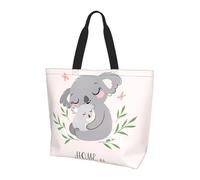 BLWSLC Bonita bolsa de hombro con estampado de koala para mamá y bebé, organizador reutilizable, adecuado para viajes, gimnasio y yoga., Lindo koala mamá y bebé, Talla única