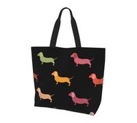 BLWSLC Bonita bolsa de hombro con patrón de cerdo, bolsa de viaje para compras diarias, playa y fitness, Lindos perros salchicha, Talla única