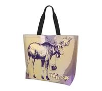 BLWSLC Bonita bolsa de hombro con patrón de cerdo, bolsa de viaje para compras diarias, playa y fitness, Alce fresco, Talla única