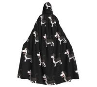 BLWSLC Bonita capa con capucha con estampado de perro de ojos grandes, capa larga, adecuada para cosplay, actuaciones escénicas o fiestas de vacaciones.