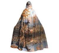 BLWSLC Bonita capa con capucha estampada de ciervos, capa decorativa larga, adecuada para cosplay, actuaciones escénicas o fiestas de vacaciones.