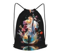 BLWSLC Bonita mochila de viaje con cordón para gimnasio, portátil, adecuada para viajes cortos, Negro, pequeño