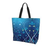 BLWSLC Brook Trout - Bolsa de hombro con estampado de pesca con mosca, organizador reutilizable, adecuado para viajes, gimnasio y yoga., Mini remolino de flores azules, Talla única