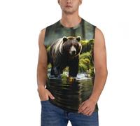 BLWSLC Brown Bear Pounce - Chaleco sin mangas para hombre, ajuste holgado, transpirable, de secado rápido, chaleco deportivo para gimnasio, Negro, S-4XL