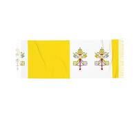 BLWSLC Bufanda cálida con borla impresa con la bandera del Vaticano, chal de borla de 77 x 27 pulgadas, adecuado para el invierno, cálido y cómodo