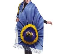 BLWSLC Bufanda con flecos con estampado de abejas y corazones de flores, chal cálido de invierno, estilo femenino que se puede combinar con abrigos, suéteres o trajes