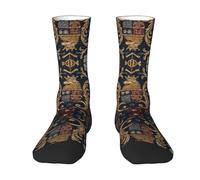 BLWSLC Calcetines de media pantorrilla con estampado de corona, transpirables, con bloques de color, adecuados para el uso diario y deportes, color blanco, 2 Negro-2, talla nica