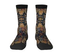 BLWSLC Calcetines de media pantorrilla con estampado de corona, transpirables, con bloques de color, adecuados para el uso diario y deportes, color blanco, 2 Negro-1, talla nica