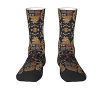 BLWSLC Calcetines de media pantorrilla con estampado de corona, transpirables, con bloques de color, adecuados para el uso diario y deportes, color blanco, Blanco, talla nica