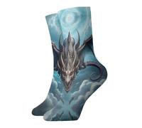 BLWSLC Calcetines deportivos con estampado de dragón volador, gruesos, elegantes, cálidos, antideslizantes y cálidos, adecuados para todas las estaciones