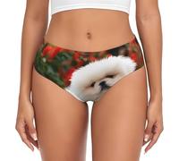 BLWSLC Calzoncillos de pelo corto con estampado de perro pomerania para mujer, ropa interior básica para todas las estaciones, tallas XS-4XL, Negro, XS