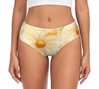 BLWSLC Calzoncillos de talle bajo con estampado de flores amarillas pálidas para mujer, ropa interior básica para todas las estaciones, tallas XS-4XL, Negro, 3XL