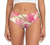 BLWSLC Calzoncillos de talle bajo con estampado de flores rosas pálidas para mujer, ropa interior básica para todas las estaciones, tallas XS-4XL, Negro, M