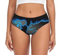 BLWSLC Calzoncillos de talle bajo para mujer con diseño de mapa del mundo, ropa interior básica para todas las estaciones, tallas XS-4XL, Negro, 3XL