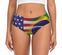 BLWSLC Calzoncillos de talle bajo para mujer con estampado de banderas estadounidenses y brasileñas, ropa interior básica para todas las estaciones, tallas XS-4XL, Negro, XL