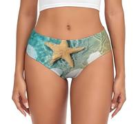 BLWSLC Calzoncillos de talle bajo para mujer, diseño de estrella de mar, para playa, ropa interior básica para todas las estaciones, tallas XS-4XL, Negro, S