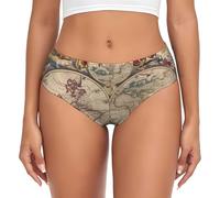 BLWSLC Calzoncillos de talle bajo para mujer, diseño de mapa del mundo, ropa interior básica para todas las estaciones, tallas XS-4XL, Negro, L