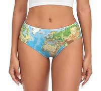 BLWSLC Calzoncillos para mujer con estampado de mapa del mundo, diseño sin costuras, talla XS a 4XL, se adapta a todos los tipos de cuerpo, Negro, S