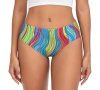 BLWSLC Calzoncillos para mujer con estampado Rainbow Distortion, diseño sin costuras, talla XS a 4XL, se adapta a todos los tipos de cuerpo, Negro, XS