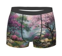 BLWSLC Calzoncillos tipo bóxer con estampado de árbol por el río para hombre, arte de doble cara, Negro, Small-3X-Large