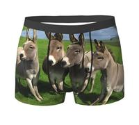 BLWSLC Calzoncillos tipo bóxer con estampado de burro en verde pradera, suaves, elásticos, transpirables, de secado rápido y absorben la humedad, Negro, XXL