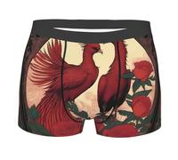 BLWSLC Calzoncillos tipo bóxer con estampado de fénix y rosas para hombre, perfectos para gimnasio, deportes y uso diario, contorno elástico 3D, Negro, Medium-3X-Large
