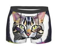BLWSLC Calzoncillos tipo bóxer con estampado de gato serio para hombre, arte de doble cara, Negro, Medium-3X-Large