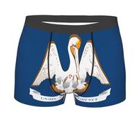 BLWSLC Calzoncillos tipo bóxer con estampado de la bandera del estado de Louisiana para hombre, arte de doble cara, Negro, Medium-3X-Large