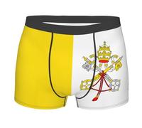 BLWSLC Calzoncillos tipo bóxer con estampado de la bandera del Vaticano para hombre, arte de doble cara, Negro, Medium-3X-Large