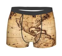 BLWSLC Calzoncillos tipo bóxer elásticos con estampado de mapa del mundo, diseñados para hombres, sin restricciones, para el uso diario, 5 tamaños, Negro, S